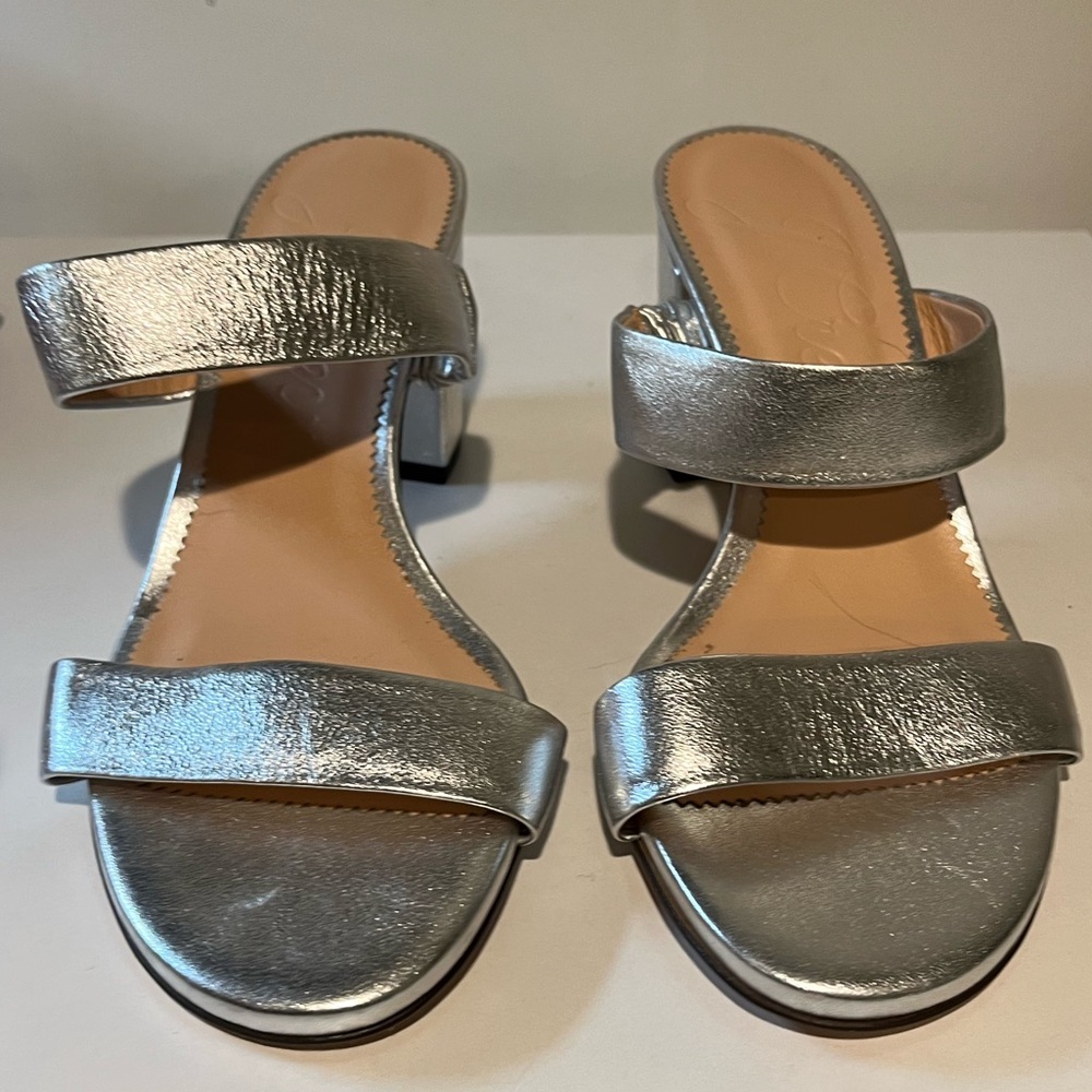 J.Crew leather silver sandals sz 7 new w/o box